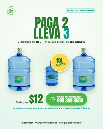 Promo Paga 2 · Lleva 3 — Bidón 10L con Manija Gratis